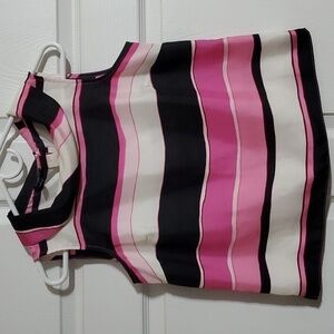 Talbots Petites Women's 2P Multicolor Striped Portrait Collar Sleeveless Blouse